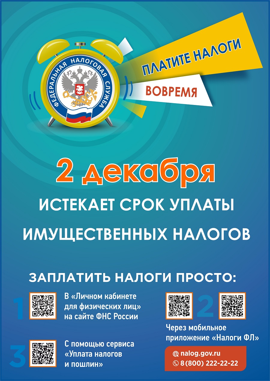 2 декабря 2024 года - срок уплаты имущественных налогов.